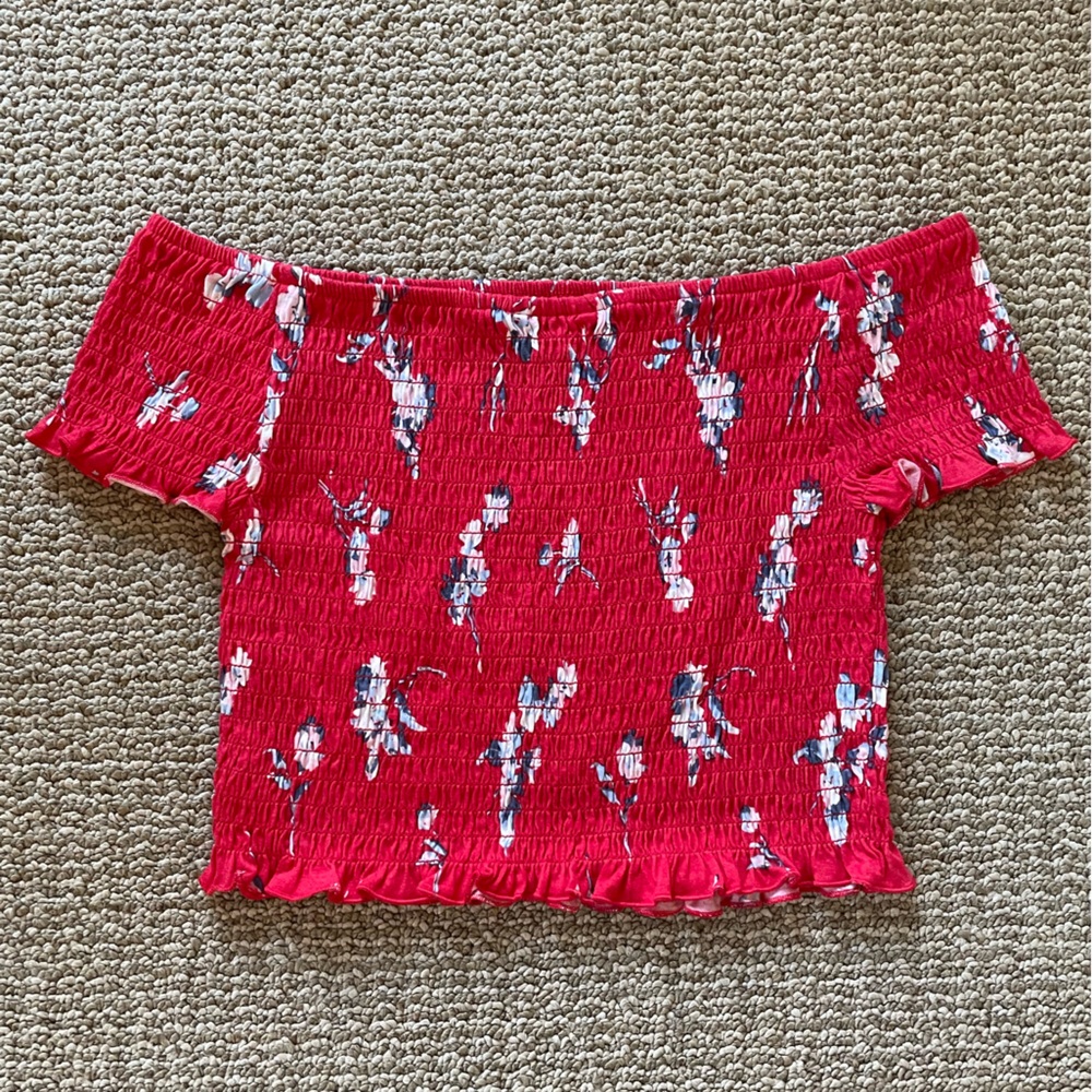 Arizona Jean - Red Floral Crop Top - Medium